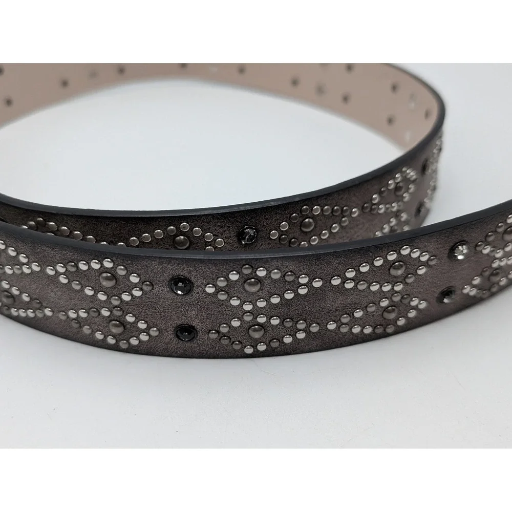 BKE Belt Womens XL Grey Studded Rhinestone BL310 Metallic Western Boho‎ Edgy 46